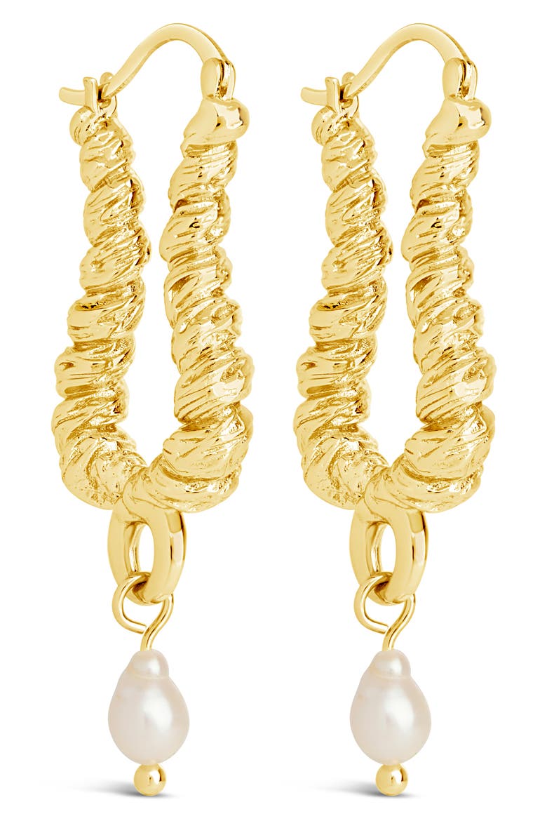 Sylvie Freshwater Pearl Hoop Earrings, Alternate, color, GOLD