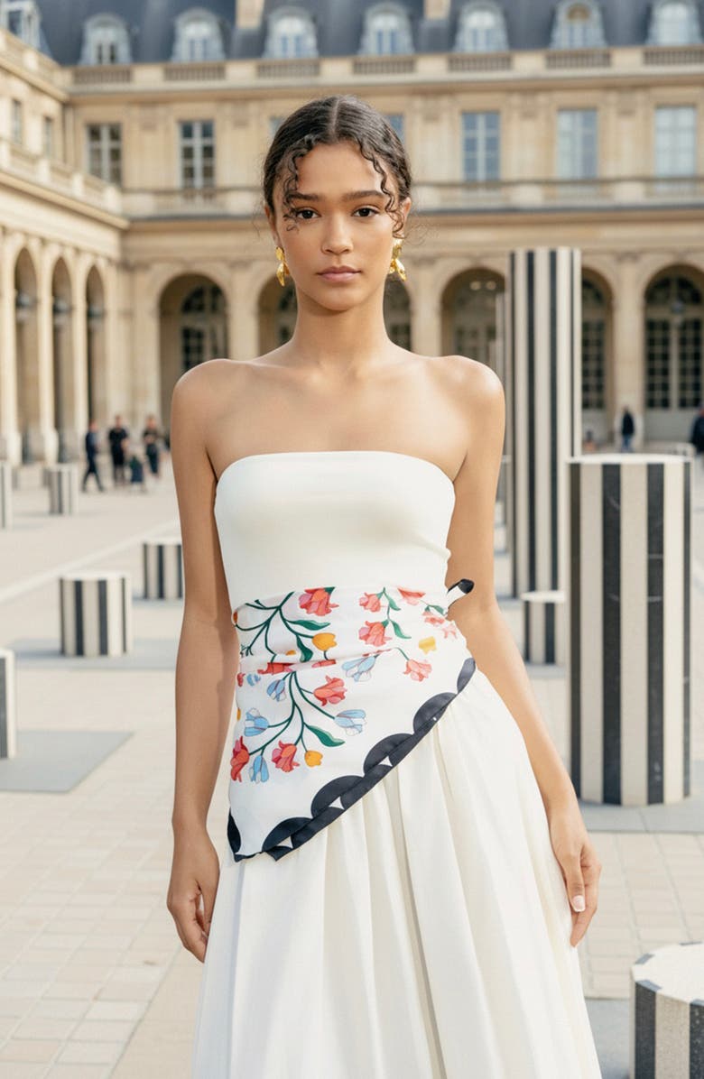 Jessie Zhao New York Double Sided Silk Scarf Floral Echo, Alternate, color, White