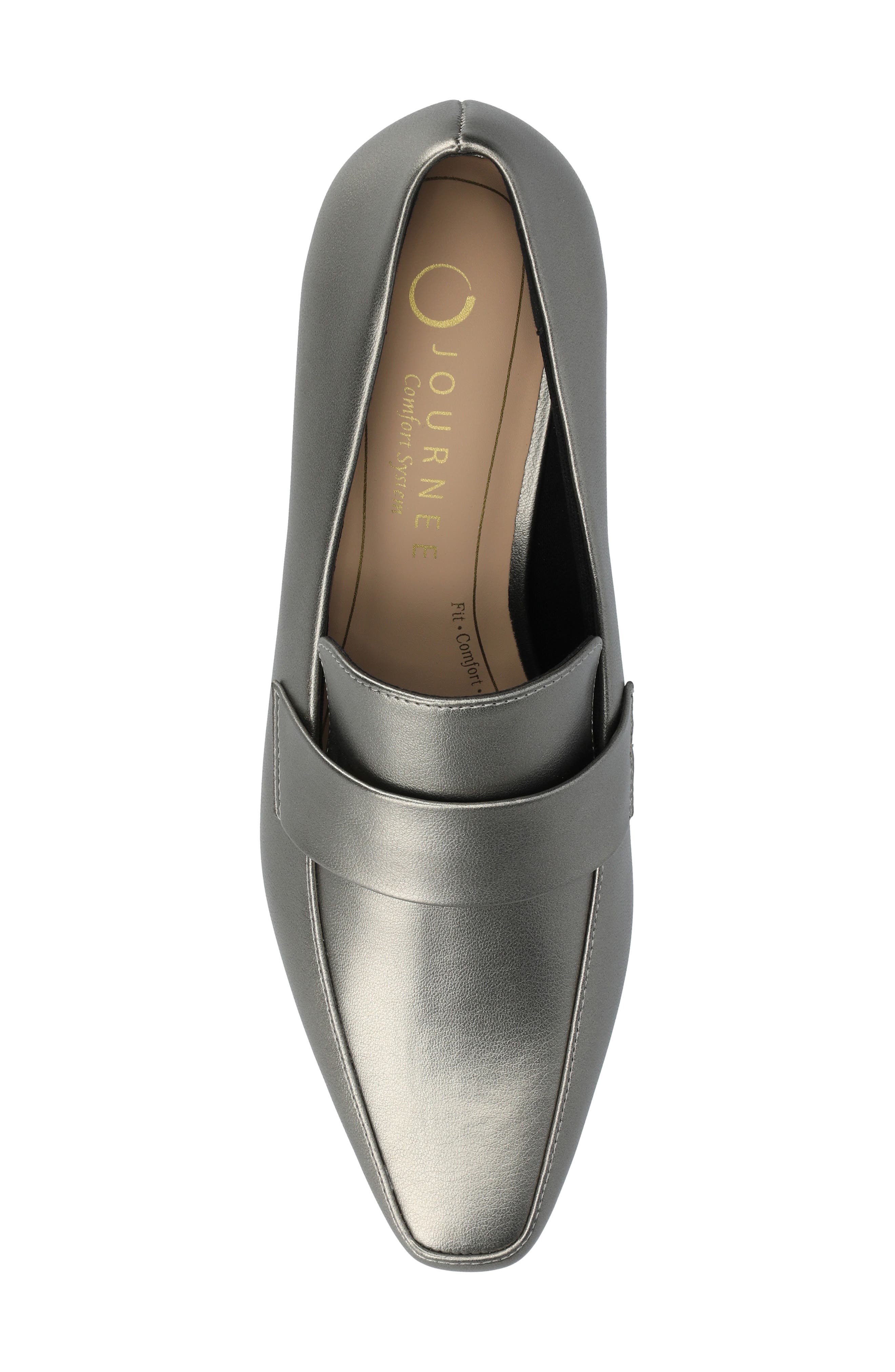 Journee Collection Celina Croc Embossed Loafer Pump - Wide Width Available, Alternate, color, Pewter
