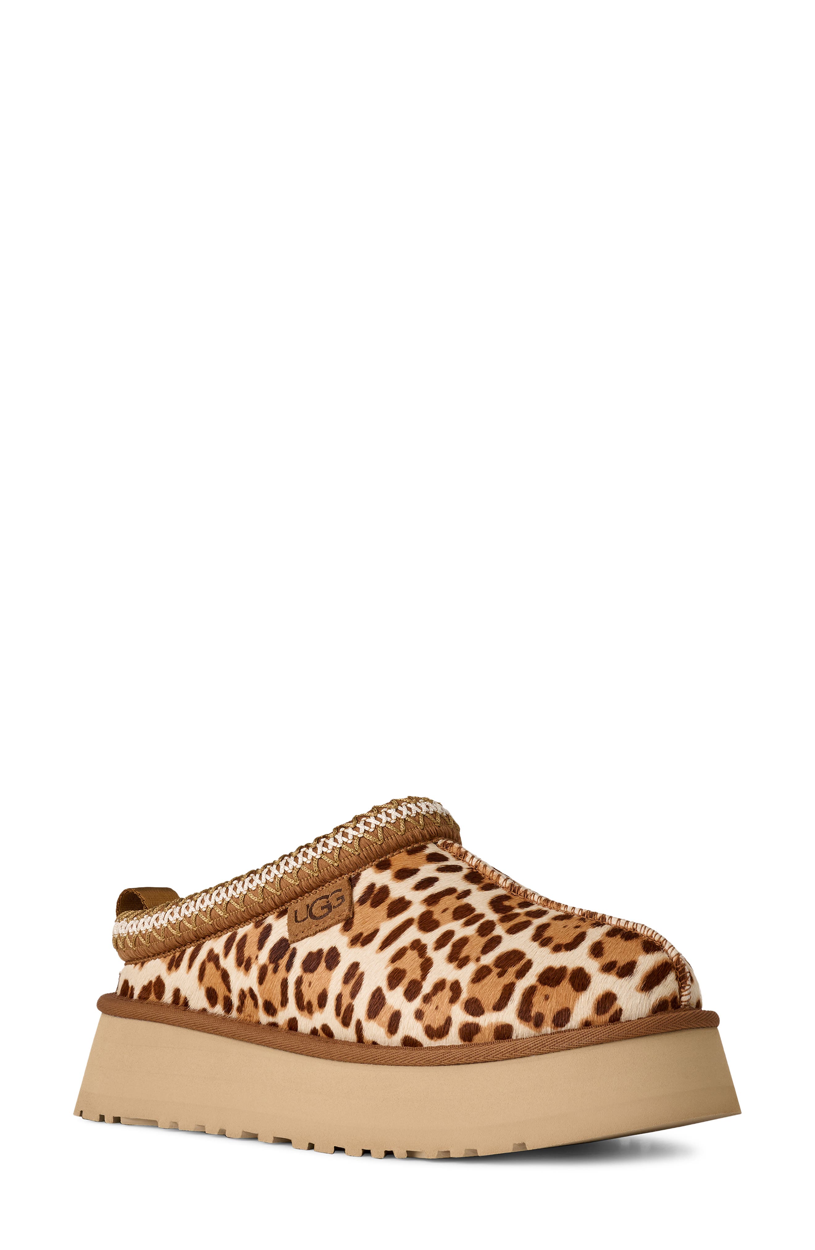 UGG<sup
®</sup
 Tazz Plains Leopard Print Slippers, Main, color, Felicity Leopard Jasmine