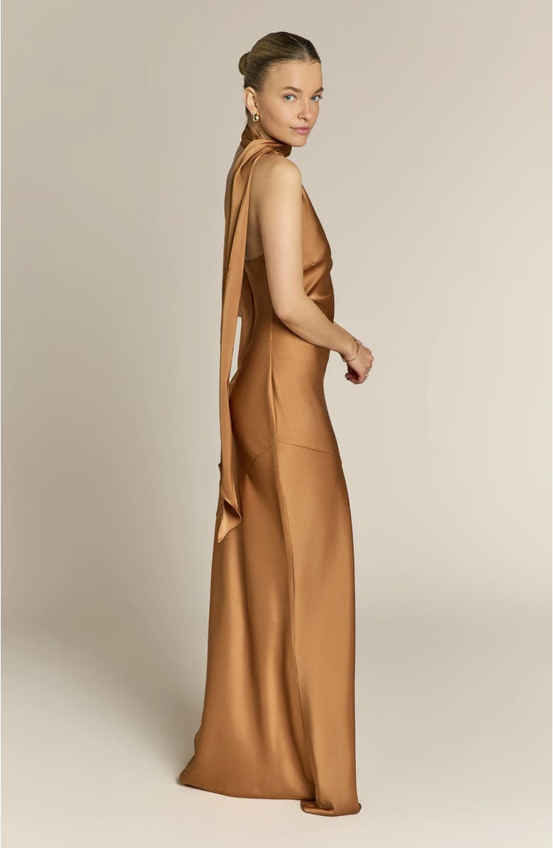 Rewritten Raye One Shoulder Dress, Alternate, color, Caramel