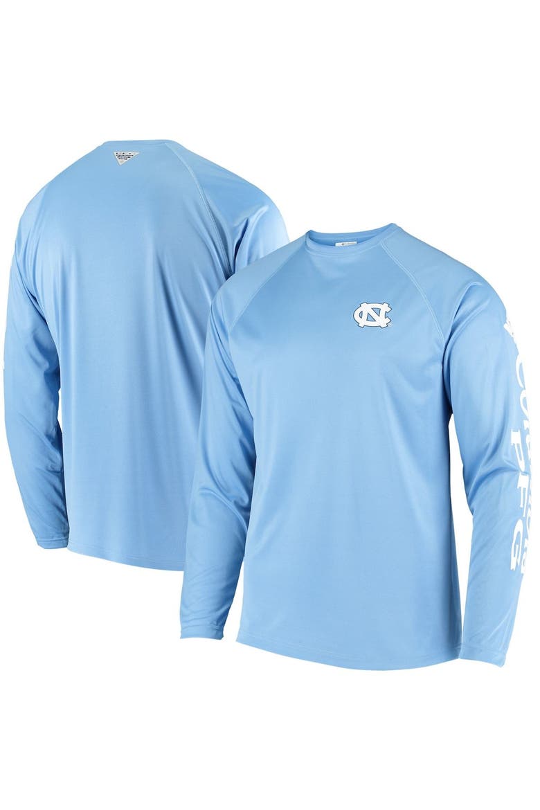 Men's Columbia Carolina Blue North Carolina Tar Heels Terminal Tackle Omni-Shade Raglan Long Sleeve T-Shirt, Alternate, color, Light Blue