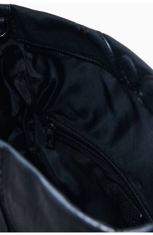 Desigual Embroidered Faux Leather Tote In Black