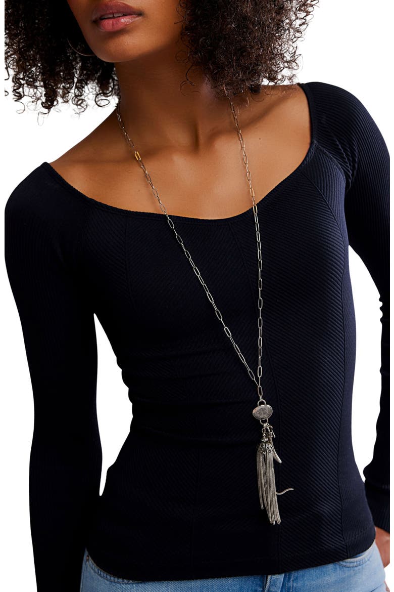 Rib Long Sleeve Top, Alternate, color, BLACK