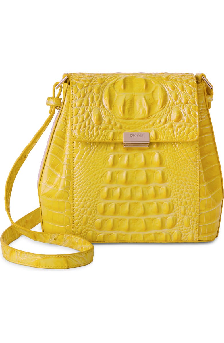 Brahmin Margo Croc Embossed Leather Crossbody Bag, Main, color, Vivid Yellow