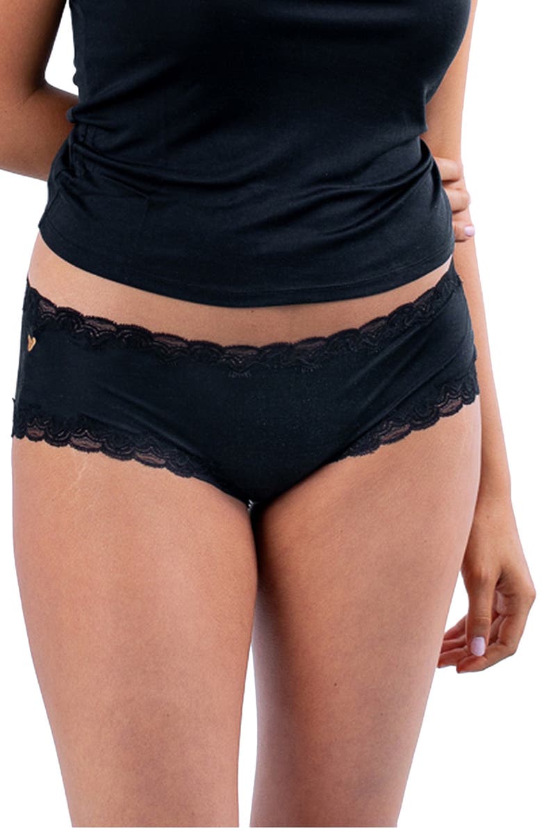 Uwila Warrior Soft Silk Lace Trim Silk Briefs, Main, color, Tap Shoe Black