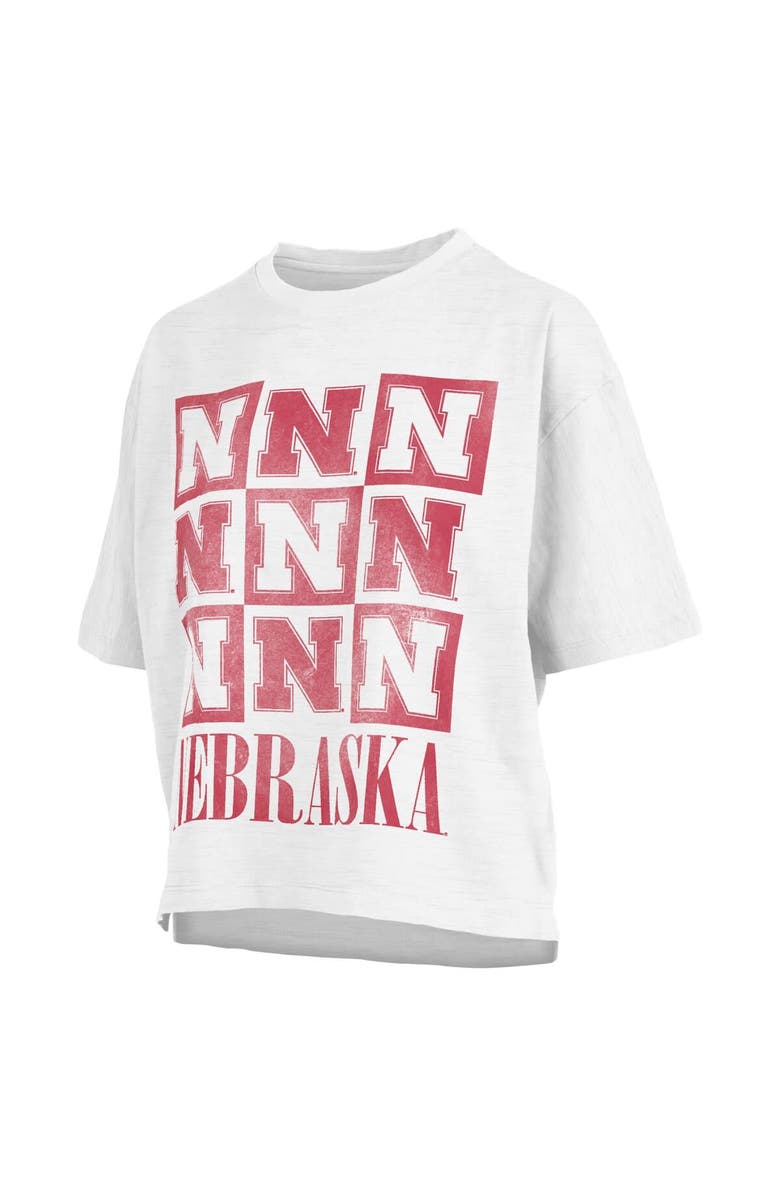 PRESSBOX Women's Pressbox White Nebraska Huskers Motley Crew Andy Waist Length Oversized T-Shirt, Main, color, White