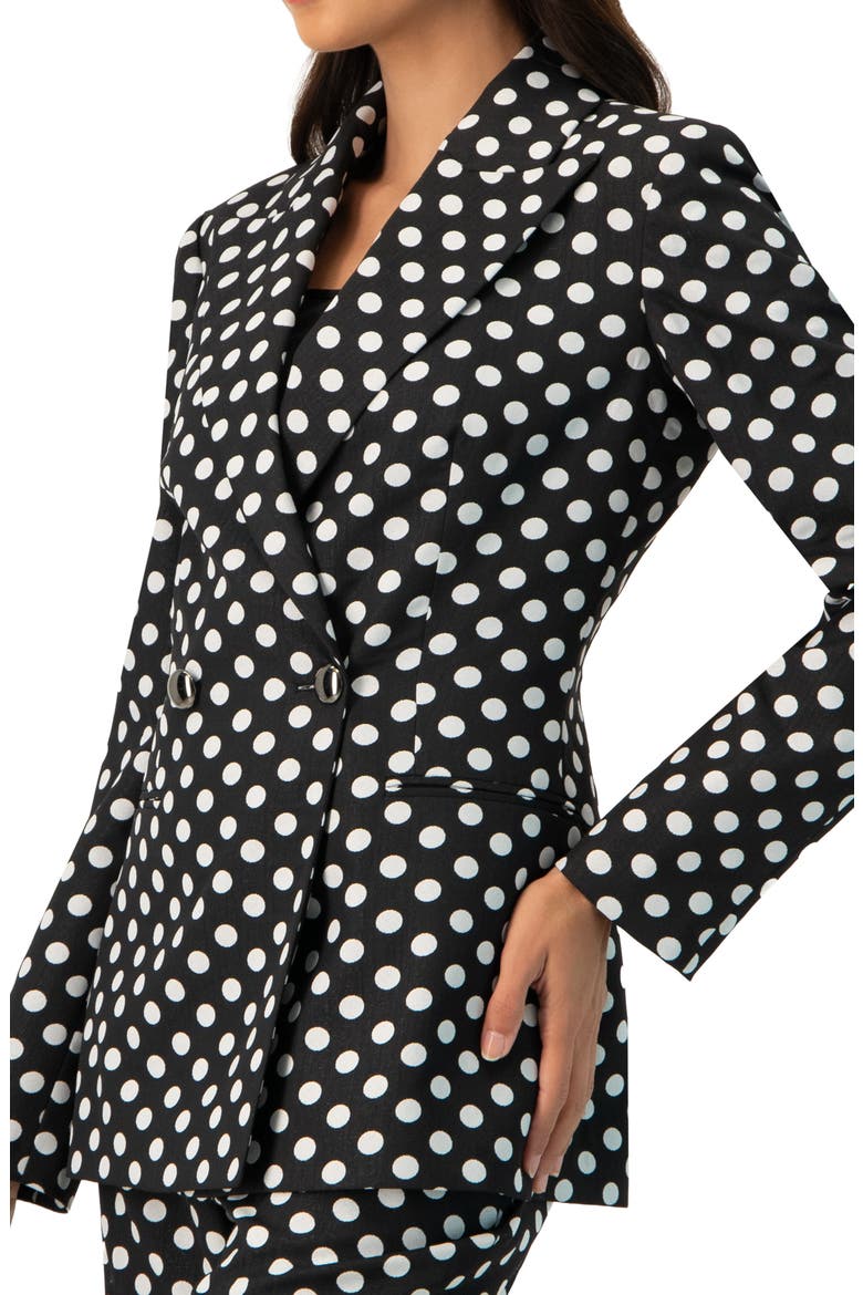 Double-Breasted Polka Dot Blazer, Alternate, color, Black