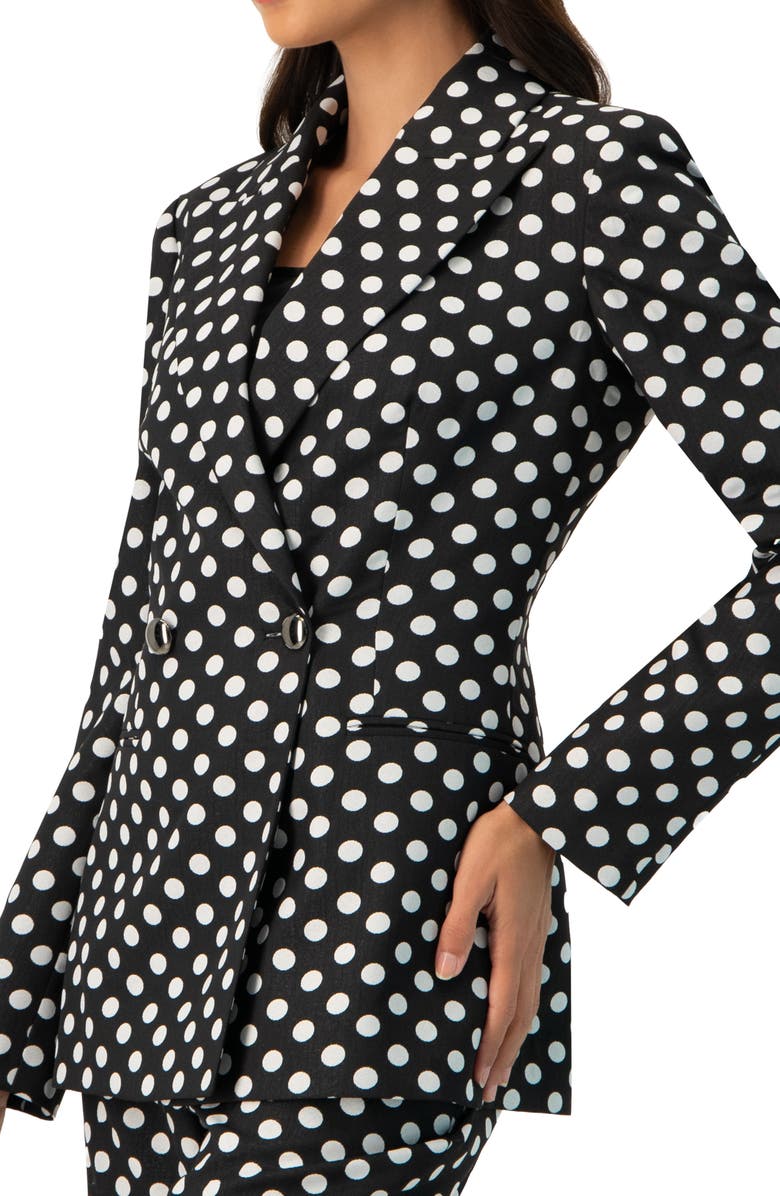 IVONNE Double-Breasted Polka Dot Blazer, Alternate, color, Black