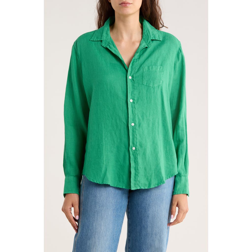 Frank & Eileen Relaxed Linen Button-up Shirt In Green