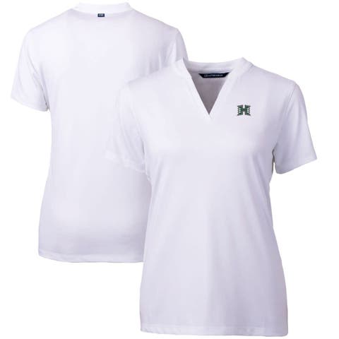 Women's Cutter & Buck White Hawaii Warriors Forge Blade V-Neck Top