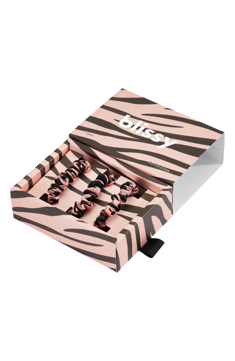 BLISSY 3-Pack Skinny Silk Scrunchies, Alternate, color, Tiger