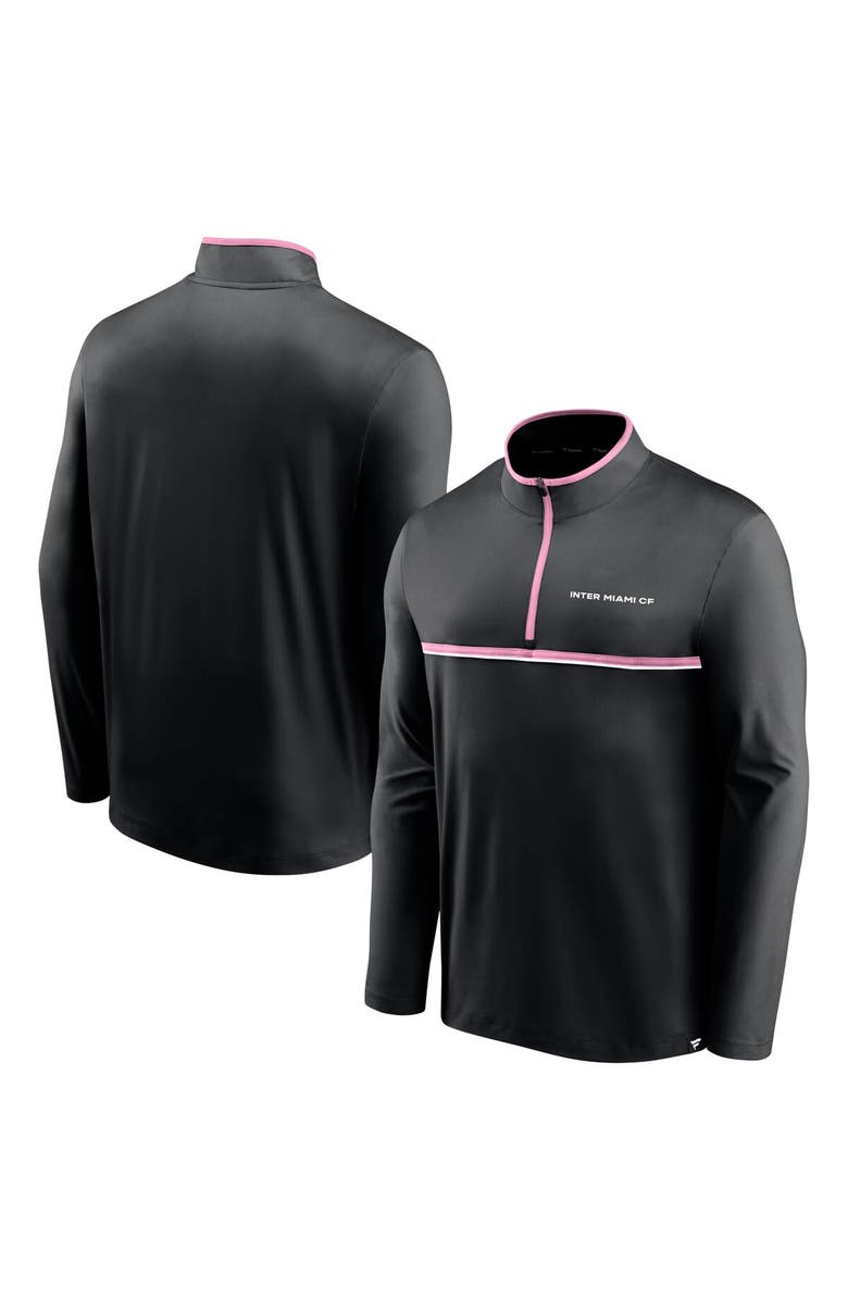 FANATICS Men's Fanatics Branded Black Inter Miami CF Lineup Quarter-Zip Jacket, Alternate, color,