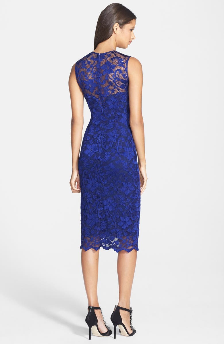 Nicole Miller 'Flower Scroll' Stretch Lace Sheath Dress, Alternate, color, 