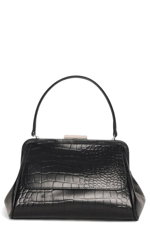 Rumi Small Croc-Embossed Leather Clutch
