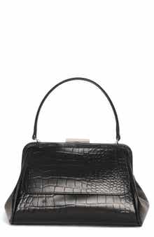 Rumi Small Croc-Embossed Leather Clutch