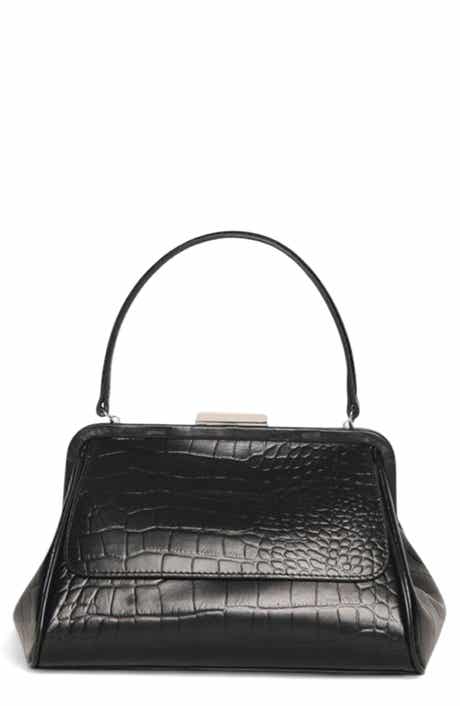 Rumi Small Croc-Embossed Leather Clutch