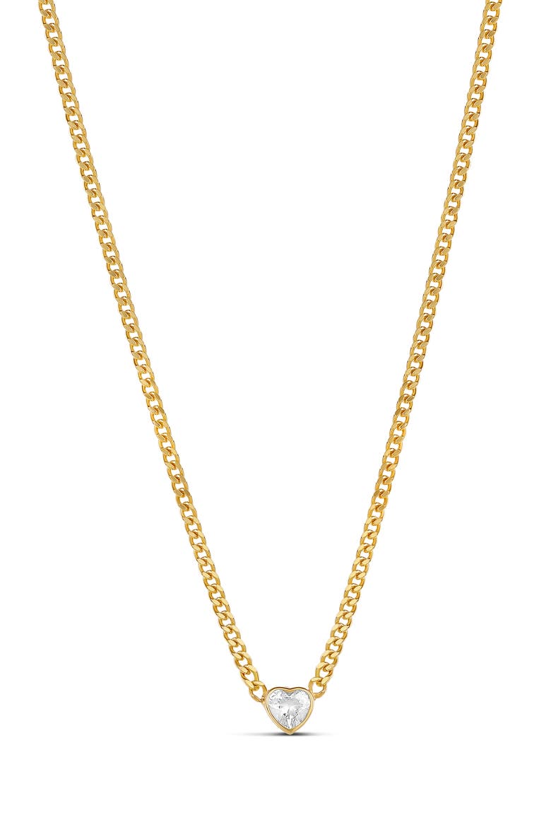 Fancy Bezel Pendant Necklace, Main, color, GOLD/ WHITE/HEART