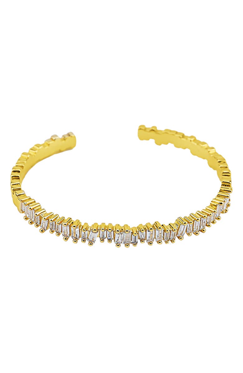 Panacea Cubic Zirconia Baguette Cuff Bracelet, Main, color, Gold