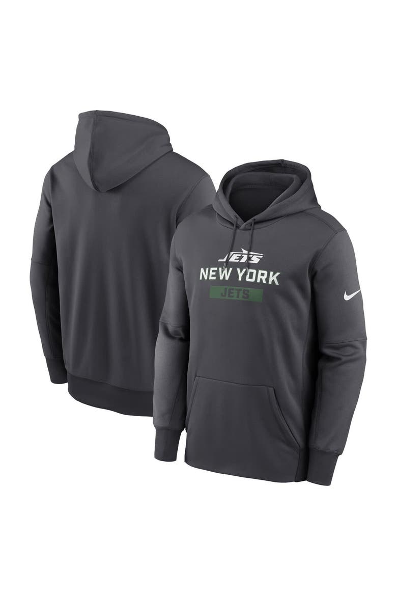 Men's Nike Anthracite New York Jets Toss Sweep Performance Pullover Hoodie, Main, color, Anthracite