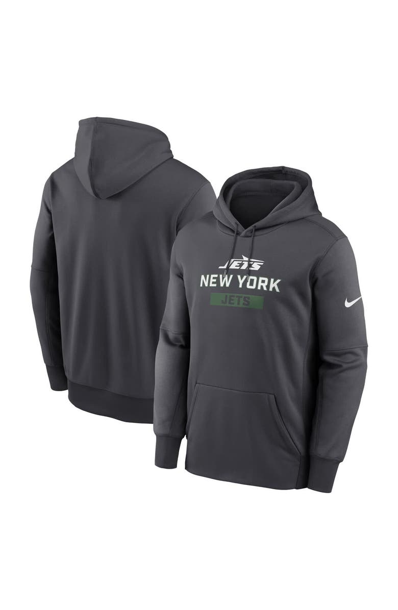 Nike Men's Nike Anthracite New York Jets Toss Sweep Performance Pullover Hoodie, Main, color, Anthracite