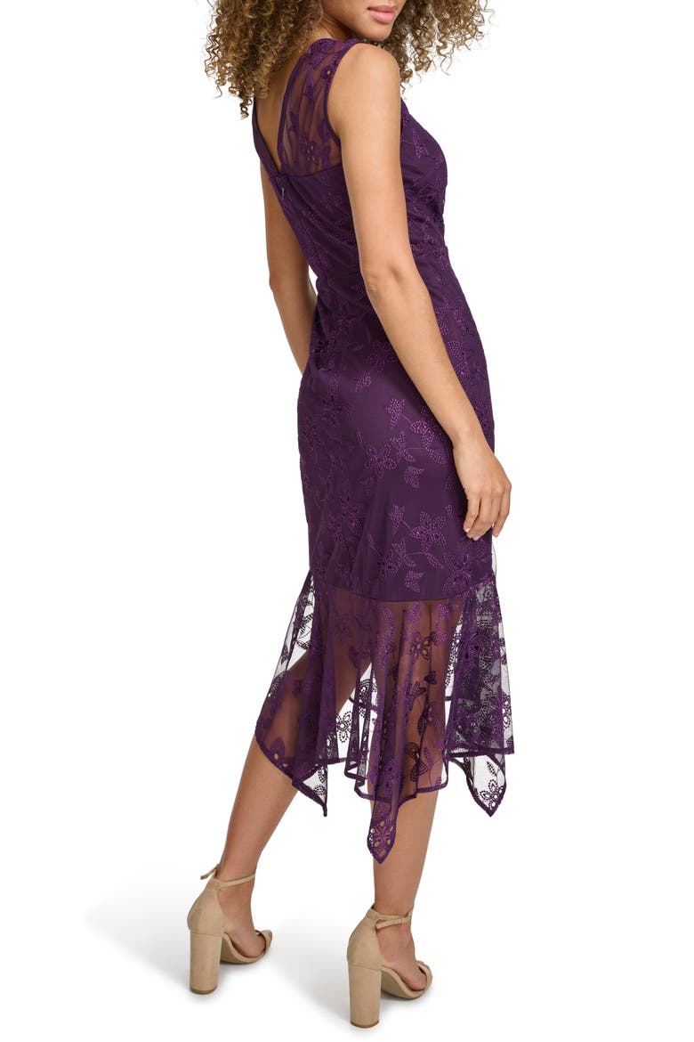 Embroidered Mesh Sleeveless Dress, Alternate, color, EGGPLANT