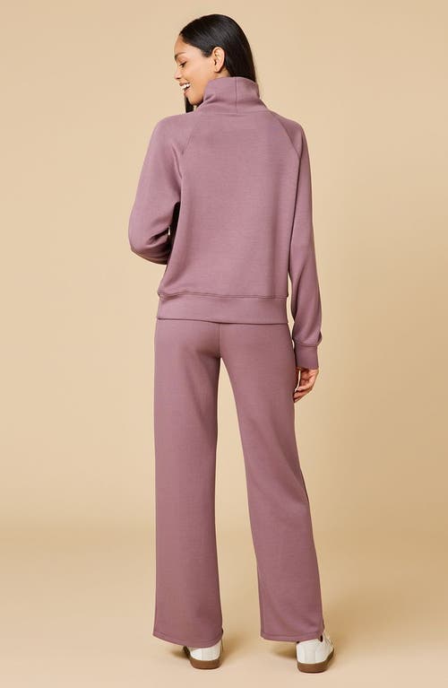 Softies Athleisure Mock Neck And Pleated Pant Set In Burgundy