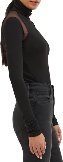 Maria Mesh Panel Jersey Turtleneck Top