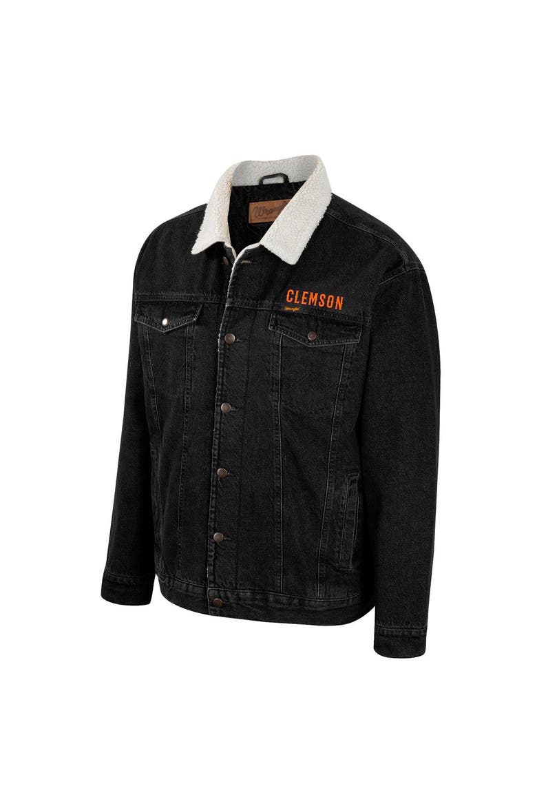 Men's Colosseum x Wrangler Charcoal Clemson Tigers Western Button-Up Denim Jacket, Alternate, color, Charcoal