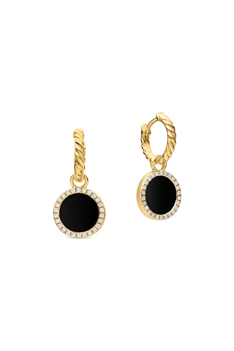 Petite DY Elements® Drop Earrings in 18K Yellow Gold with Black Onyx and Pavé Diamonds, Alternate, color, 18K YELLOW GOLD