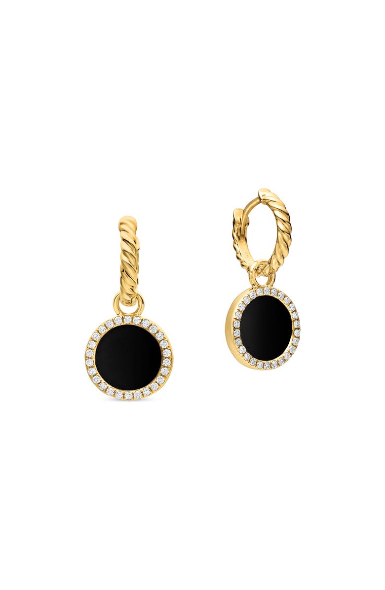 David Yurman Petite DY Elements<sup>®</sup> Drop Earrings in 18K Yellow Gold with Black Onyx and Pavé Diamonds, Alternate, color, 