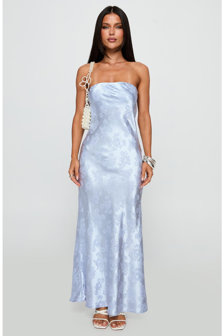 Haley Jacquard Strapless Gown, Alternate, color, BLUE JACQUARD
