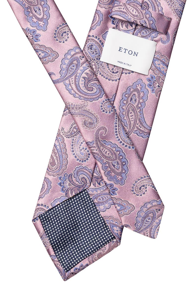 Eton Paisley Jacquard Silk Tie, Alternate, color, Medium Pink