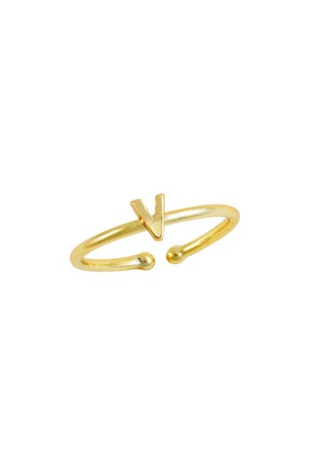 Savvy Cie Jewels 18k Yellow Gold Plated Initial Ring In Gold W