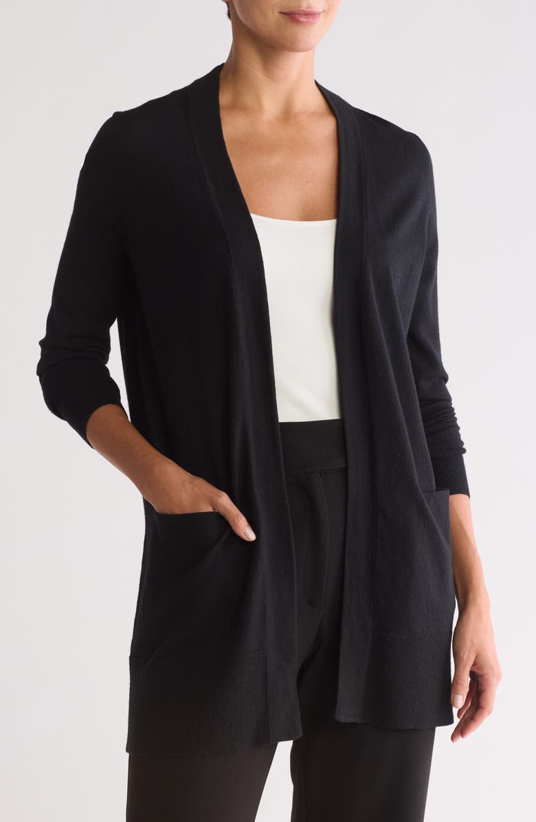 Nordstrom Open Front Cardigan, Main, color, Black