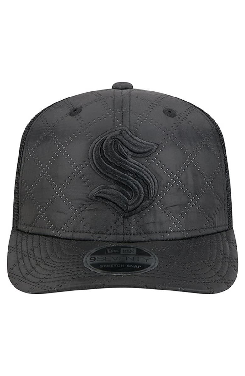 New Era Men's New Era  Black Seattle Kraken Quilted Nylon 9SEVENTY Adjustable Trucker Hat, Alternate, color, Black