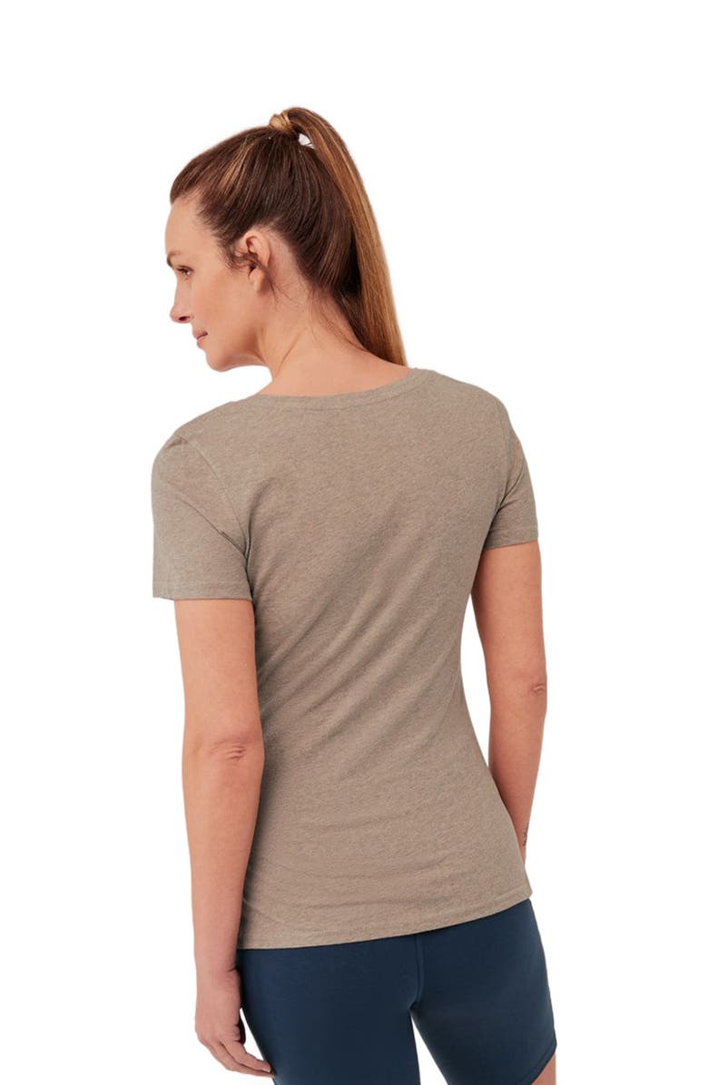 Pact Organic Maternity Ruched V-Neck Tee, Alternate, color, Stucco Heather