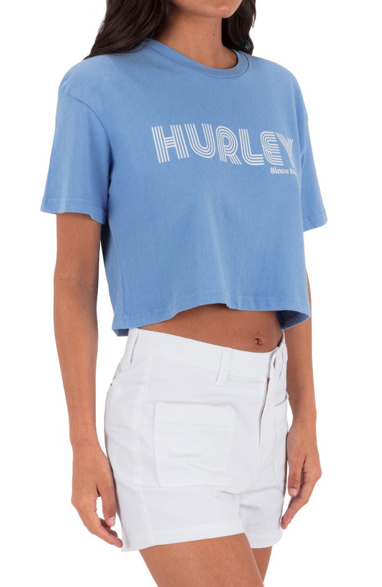 Hurley Rollers Boxy Crop Cotton Graphic T-Shirt, Alternate, color, Provence