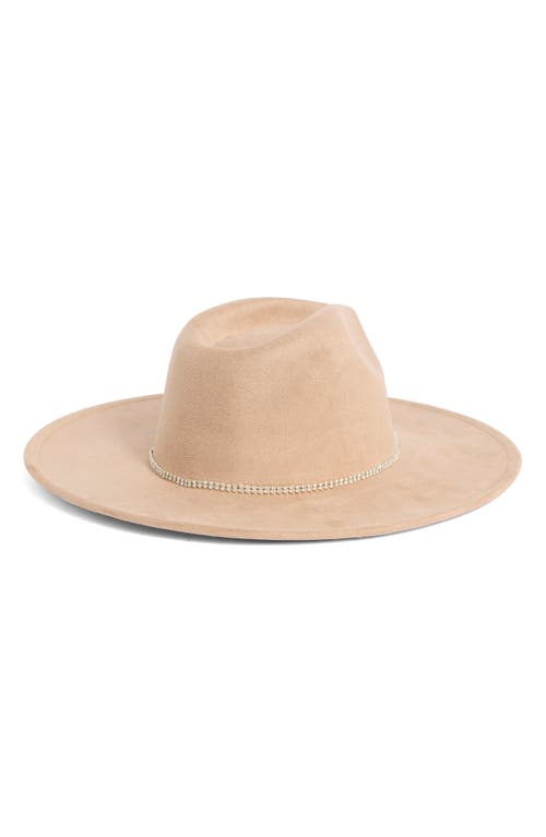 David & Young Bling Band Faux Suede Panama Hat In Brown