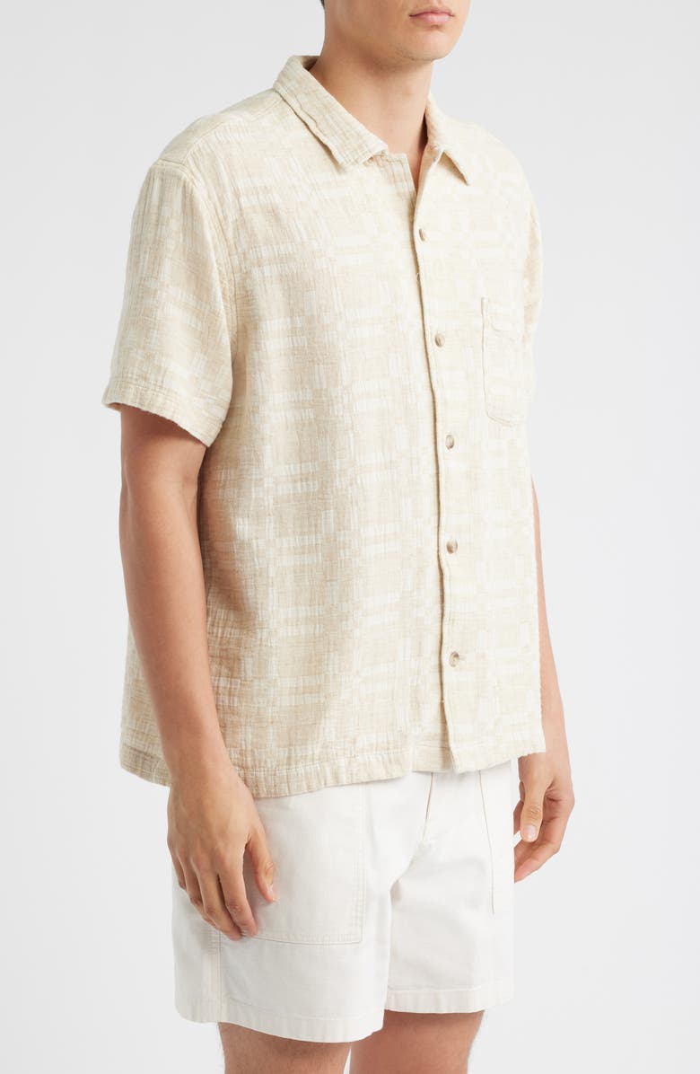 Treasure & Bond Jacquard Cotton Blend Camp Shirt, Alternate, color, Beige Pearled