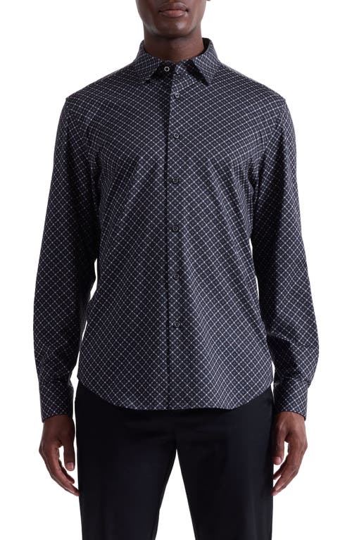 Bugatchi Jules Ooohcotton® Diamond Print Button-down Shirt In Black