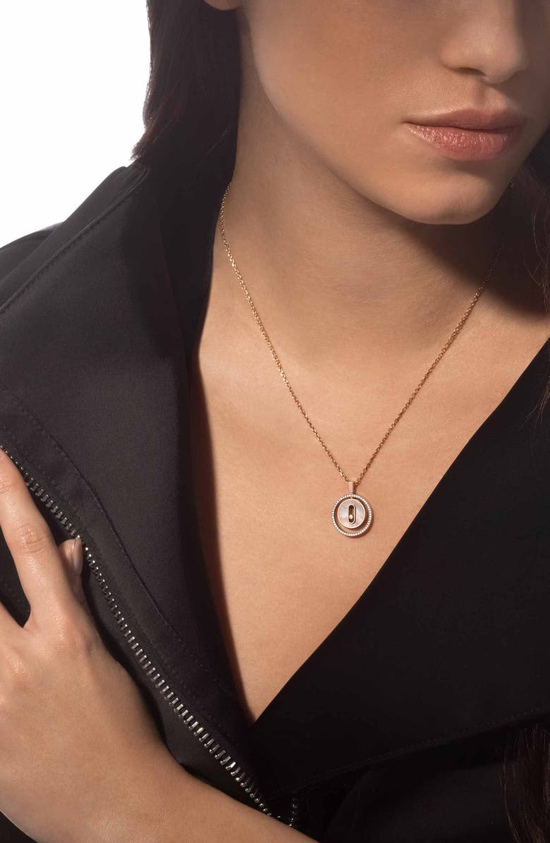 Messika Lucky Move Mother-of-Pearl & Diamond Pendant Necklace, Alternate, color, Pink Gold