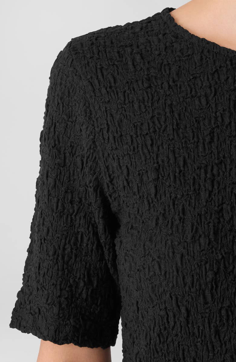 Eileen Fisher Crewneck Textured T-Shirt, Alternate, color, Black
