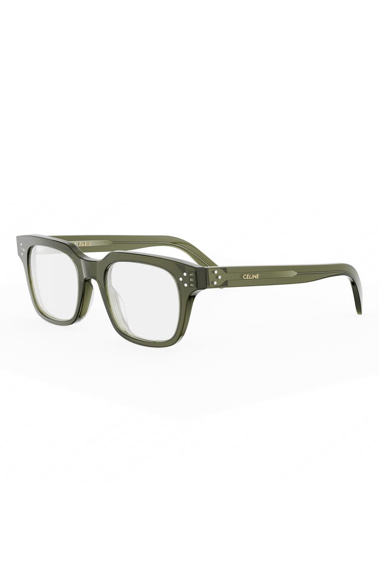CELINE 3 Dots 50mm Geometric Reading Glasses, Alternate, color, Shiny Dark Green