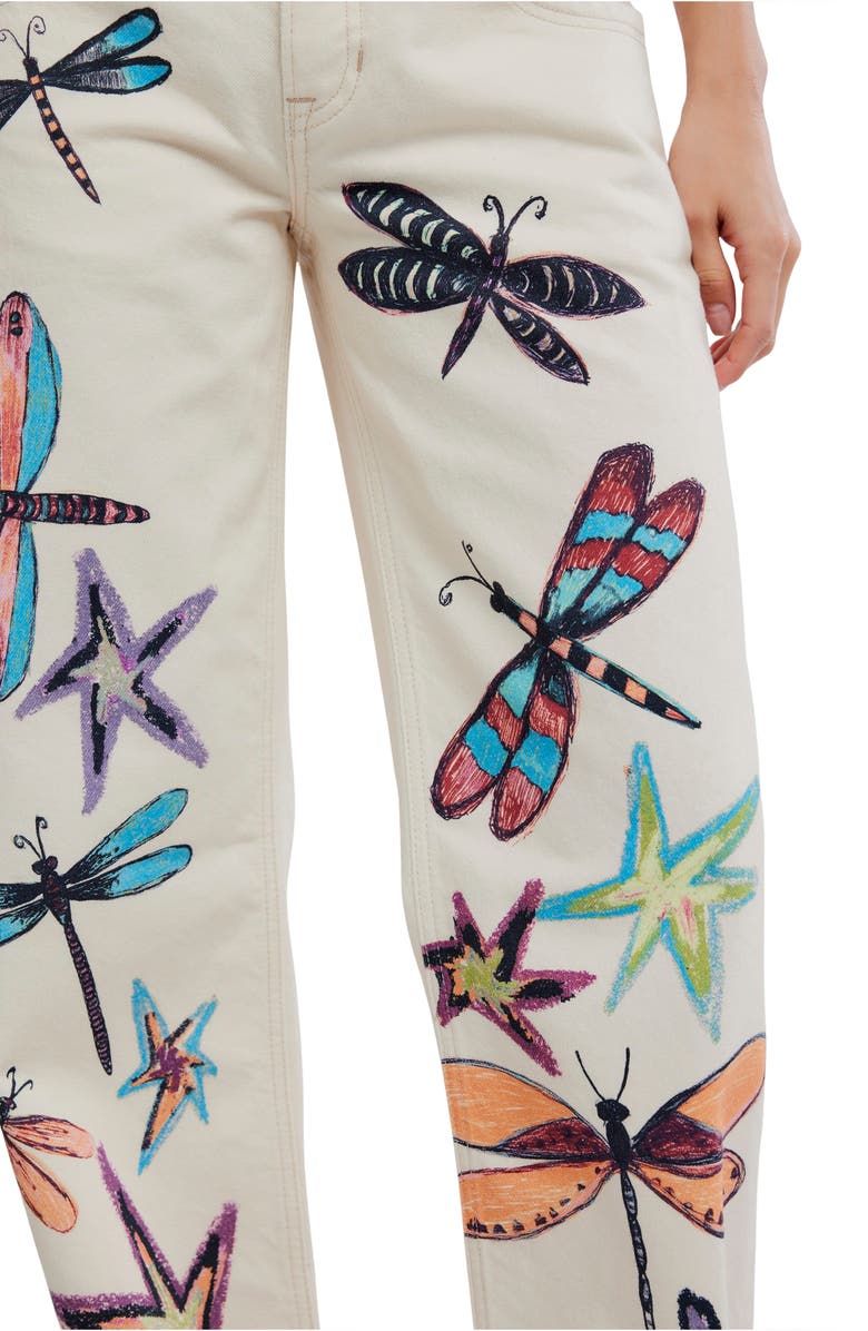 Free People Tennessee Trompe L'Oeil Print Jeans, Alternate, color, Dragonfly
