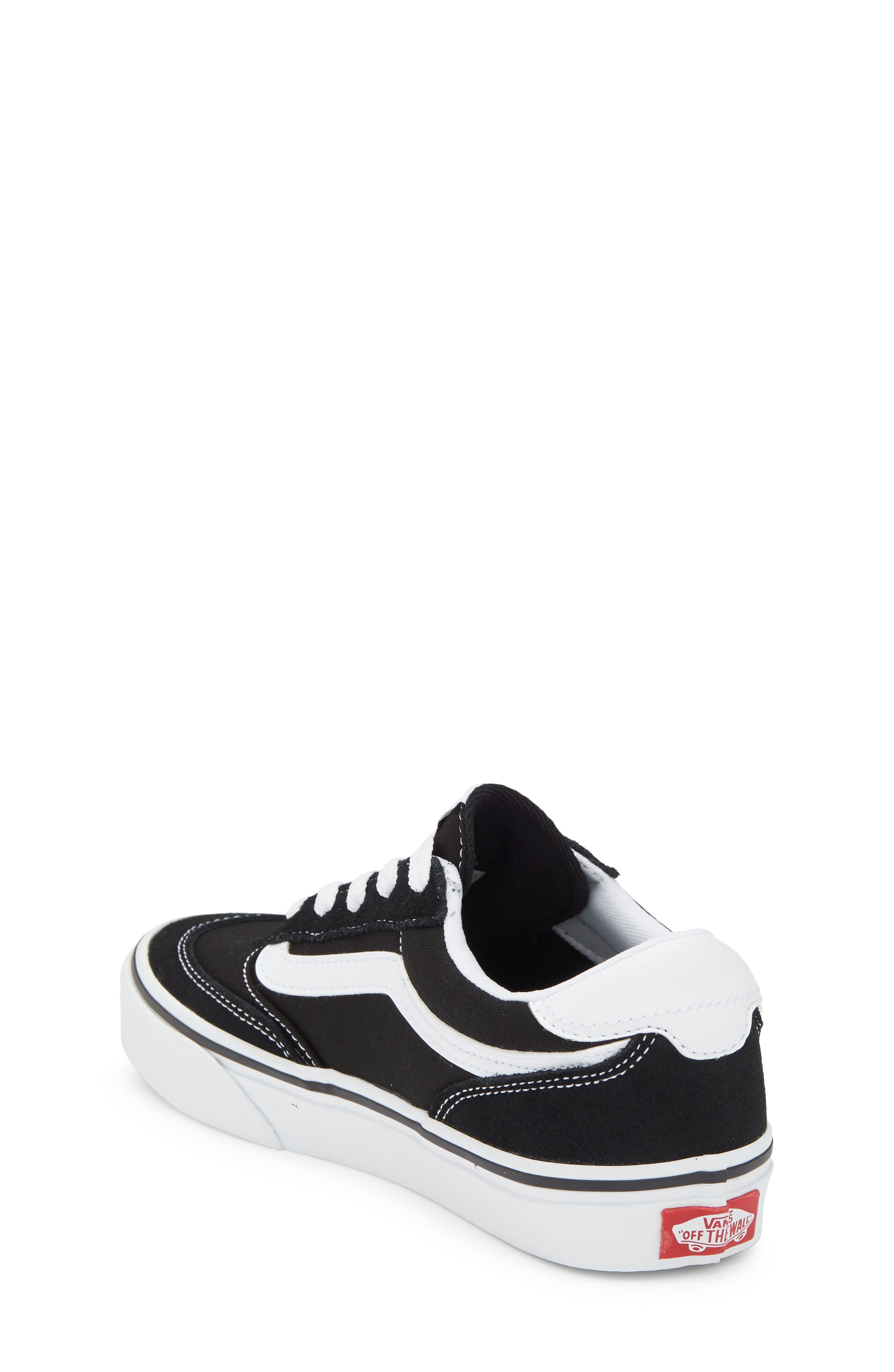 Kids' Brooklyn Leather Sneaker, Alternate, color, BLACK WHITE