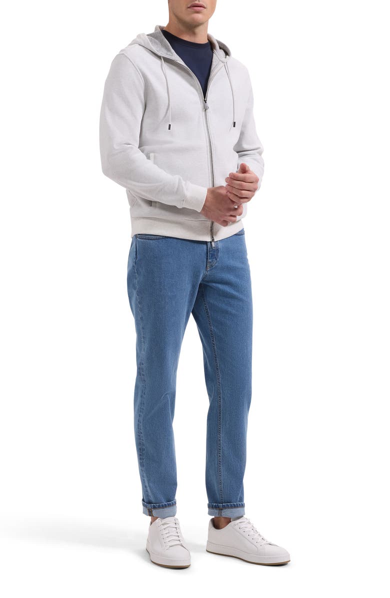 Bugatchi Piqué Zip Hoodie, Alternate, color, Chalk