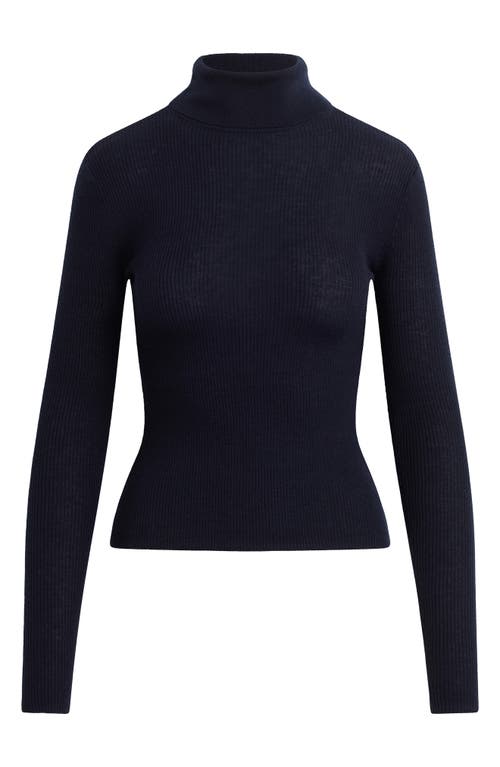 Favorite Daughter Amelia Rib Merino Wool Turtleneck Top In Black