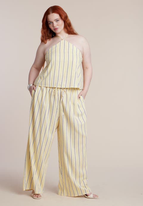 Drawstring Wide Leg Linen Pant (Plus)