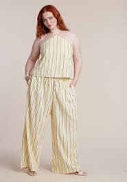 ELOQUII Drawstring Wide Leg Linen Pant